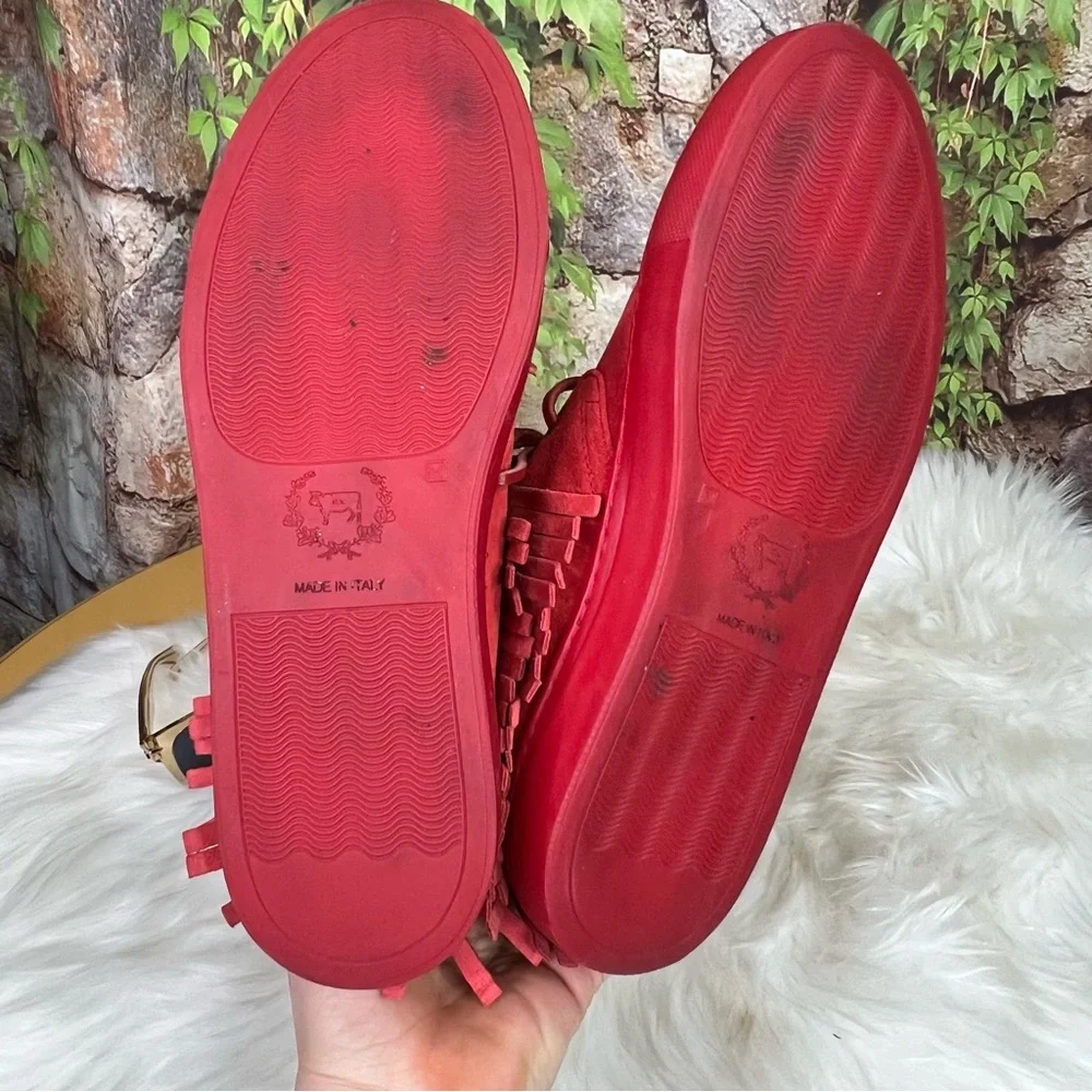 DEL TORO Men's Italian Vibrant Red Chukka Boots/Sneakers with Suede Finish, 7